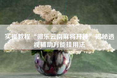 实操教程“微乐云南麻将开挂”揭秘透视辅助万能挂用法