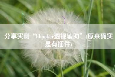 分享实测“hhpoker透视辅助”(原来确实是有插件) 分享实测“hhpoker透视辅助”(原来确实是有插件)
