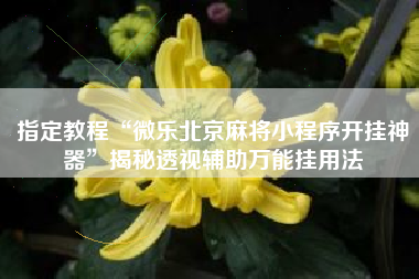 指定教程“微乐北京麻将小程序开挂神器”揭秘透视辅助万能挂用法