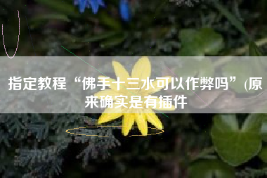 指定教程“佛手十三水可以作弊吗”(原来确实是有插件