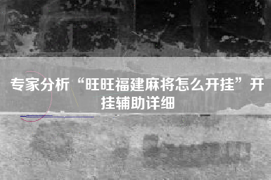 专家分析“旺旺福建麻将怎么开挂”开挂辅助详细