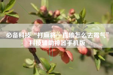 必备科技“打麻将一直输怎么去霉气”科技辅助神器手机版
