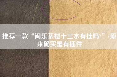 推荐一款“闽乐茶楼十三水有挂吗?”(原来确实是有插件