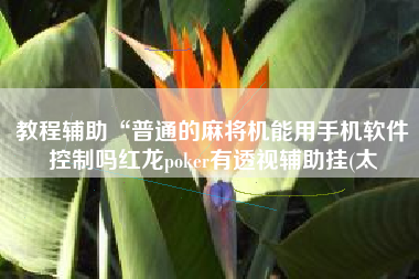 教程辅助“普通的麻将机能用手机软件控制吗红龙poker有透视辅助挂(太