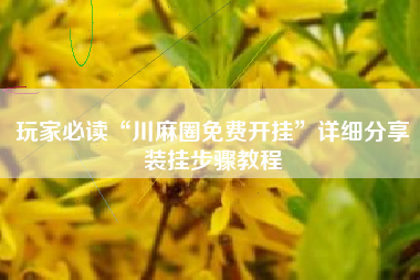 玩家必读“川麻圈免费开挂”详细分享装挂步骤教程