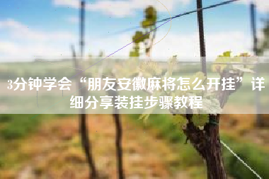 3分钟学会“朋友安徽麻将怎么开挂”详细分享装挂步骤教程 3分钟学会“朋友安徽麻将怎么开挂”详细分享装挂步骤教程