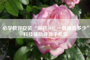 必学教你安装“麻将10元,一晚输赢多少”科技辅助神器手机版