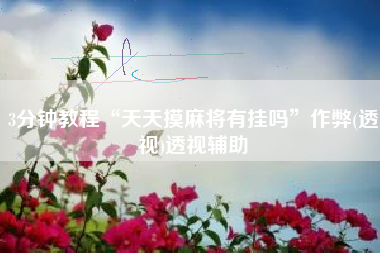 3分钟教程“天天摸麻将有挂吗”作弊(透视)透视辅助