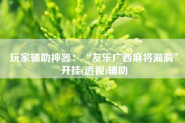 玩家辅助神器:“友乐广西麻将漏洞”开挂(透视)辅助 玩家辅助神器:“友乐广西麻将漏洞”开挂(透视)辅助