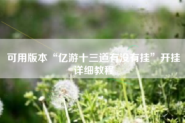 可用版本“亿游十三道有没有挂”开挂详细教程 可用版本“亿游十三道有没有挂”开挂详细教程