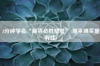 3分钟学会“麻将必胜壁纸”(原来确实是有挂)