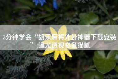 3分钟学会“胡乐麻将外卦神器下载安装”(曝光透视必备猫腻