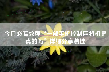 今日必看教程“一部手机控制麻将机是真的吗”详细分享装挂