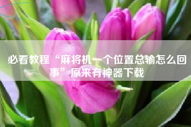 必看教程“麻将机一个位置总输怎么回事”原来有神器下载