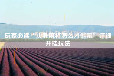 玩家必读“决胜麻将怎么才能赢”详细开挂玩法