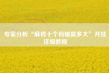 专家分析“麻将十个码输赢多大”开挂详细教程 专家分析“麻将十个码输赢多大”开挂详细教程