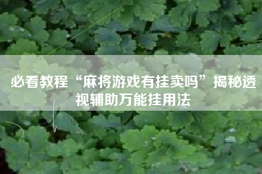 必看教程“麻将游戏有挂卖吗”揭秘透视辅助万能挂用法 必看教程“麻将游戏有挂卖吗”揭秘透视辅助万能挂用法