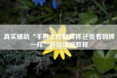 真实辅助“手机上控制麻将,还能看到牌一样”开挂详细教程 真实辅助“手机上控制麻将,还能看到牌一样”开挂详细教程