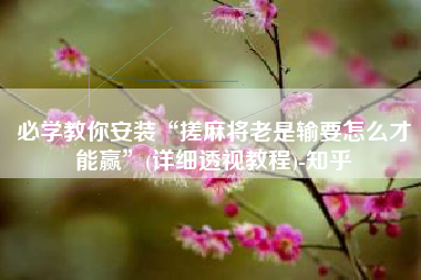 必学教你安装“搓麻将老是输要怎么才能赢”(详细透视教程)-知乎