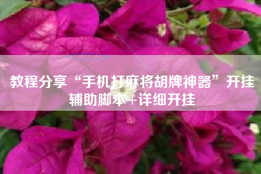 教程分享“手机打麻将胡牌神器”开挂辅助脚本+详细开挂 教程分享“手机打麻将胡牌神器”开挂辅助脚本+详细开挂